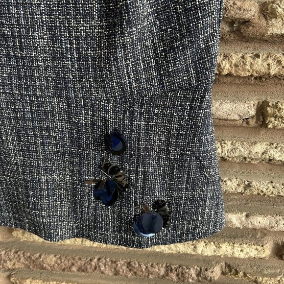 Banana Republic Navy Blue Tweed Embellished Harper Peplum Top Size 2P - Picture 6 of 9